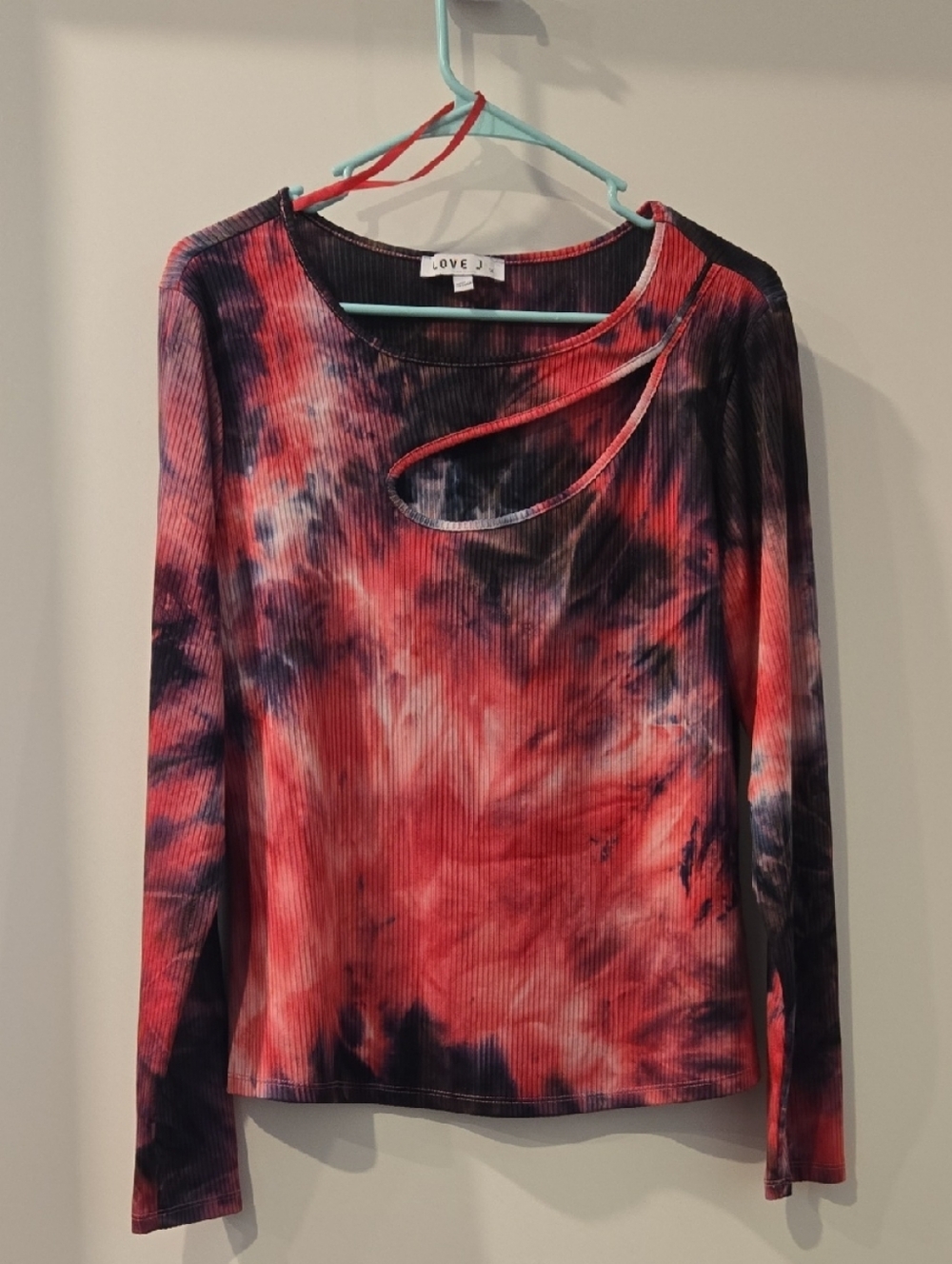 💣3/$15 PINK & BLACK Tie-Dye Long Sleeve Top with Cutout & MATCHING MIDI SKIRT